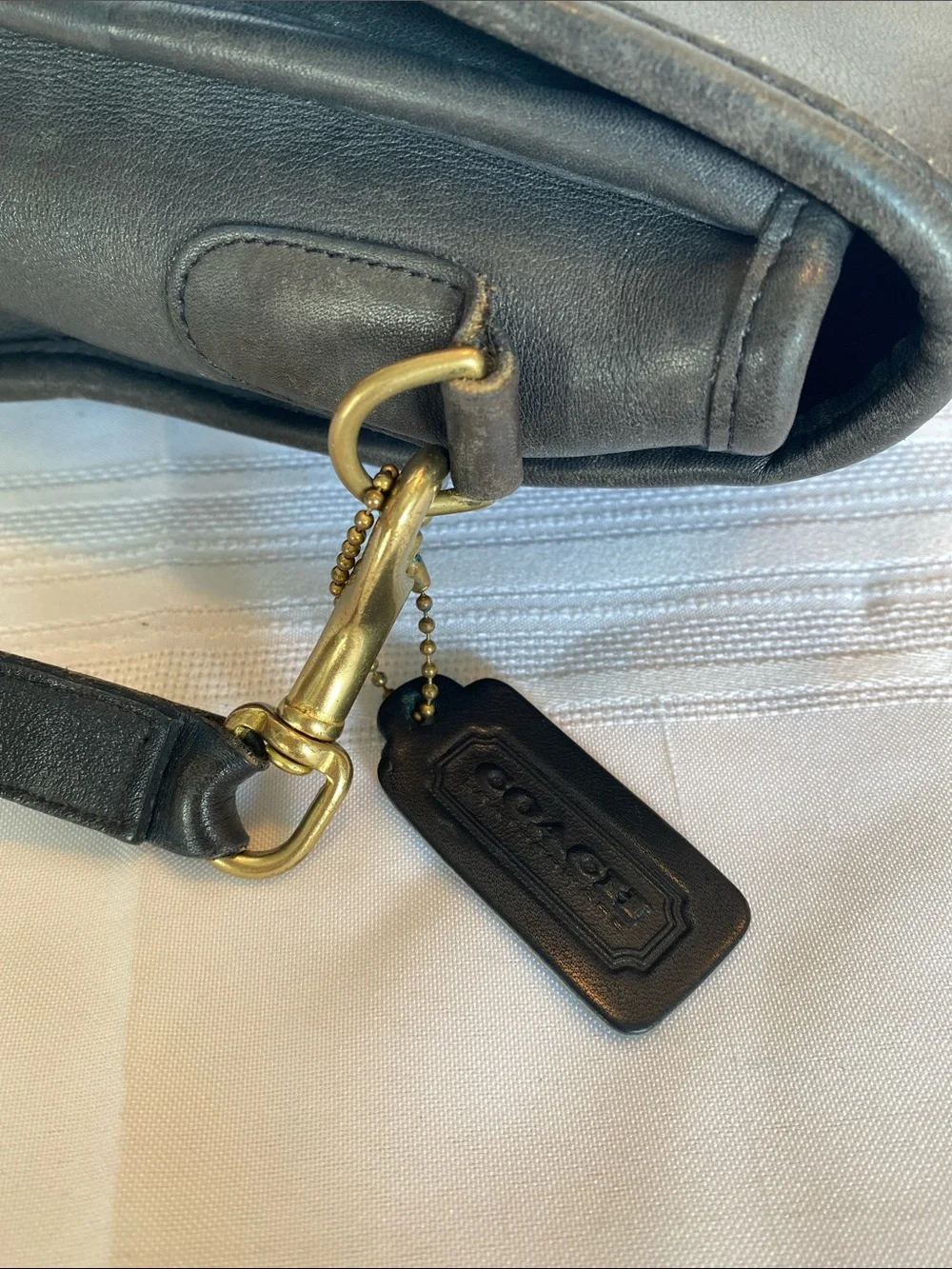 Vintage Coach 9870 Court Black Leather Top-Handle Satchel with Gold Hardware